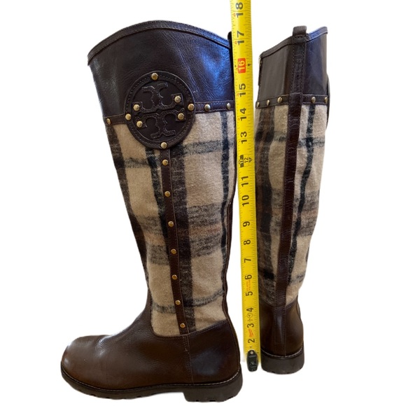 Tory Burch Plaid Flannel & Leather Boots - Picture 8 of 12
